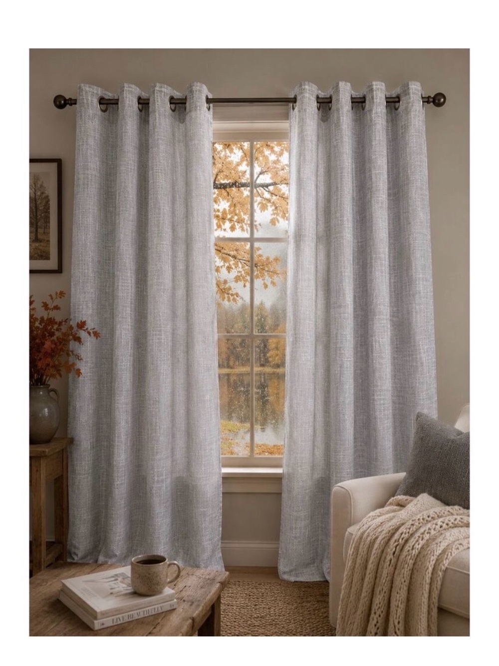 Better Homes & Gardens Soft Gray Grommet Curtains Set of 2 Panels 84”x38”